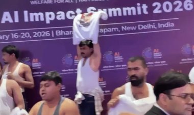 Youth Congress Shirtless Protest at Bharat Mandapam AI Summit