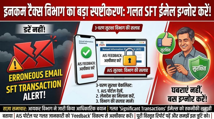 इनकम टैक्स विभाग का बड़ा अपडेट: क्या आपको भी मिला है 'SFT' ट्रांजैक्शन का ईमेल? जानें विभाग ने क्यों कहा- इसे इग्नोर करें!